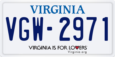 VA license plate VGW2971