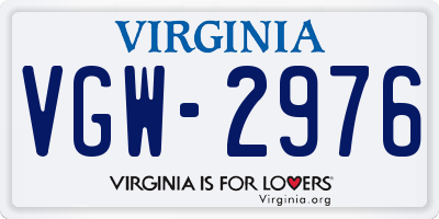 VA license plate VGW2976