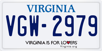 VA license plate VGW2979