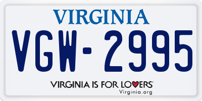 VA license plate VGW2995