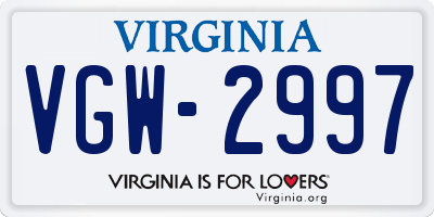 VA license plate VGW2997