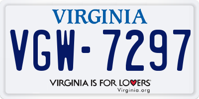 VA license plate VGW7297