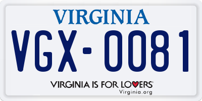VA license plate VGX0081