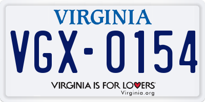 VA license plate VGX0154
