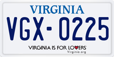 VA license plate VGX0225