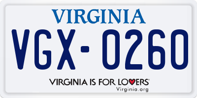 VA license plate VGX0260