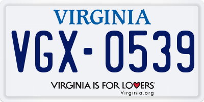 VA license plate VGX0539