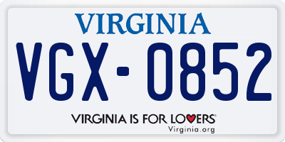 VA license plate VGX0852