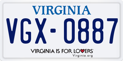 VA license plate VGX0887