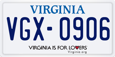 VA license plate VGX0906
