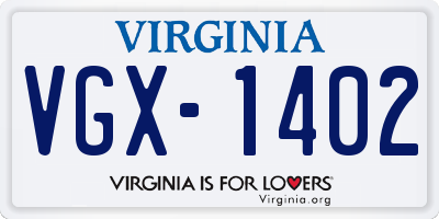 VA license plate VGX1402