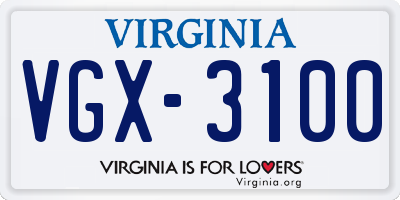VA license plate VGX3100