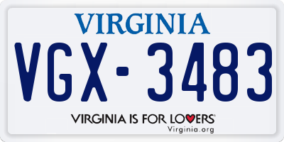 VA license plate VGX3483