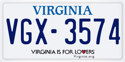 VA license plate VGX3574