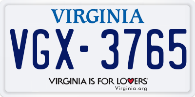 VA license plate VGX3765