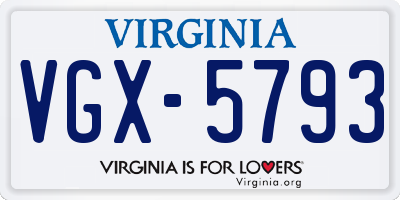 VA license plate VGX5793