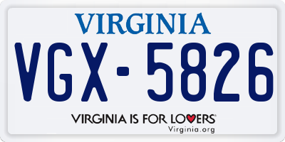 VA license plate VGX5826