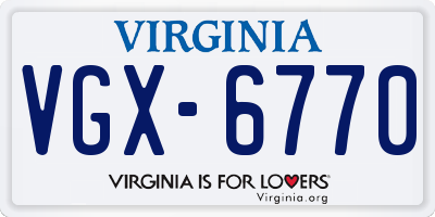 VA license plate VGX6770