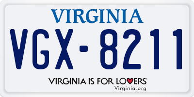 VA license plate VGX8211