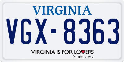 VA license plate VGX8363