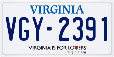 VA license plate VGY2391