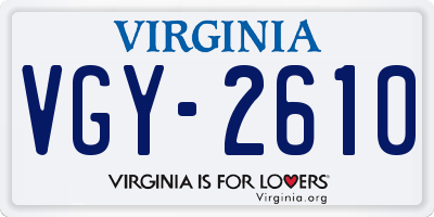 VA license plate VGY2610
