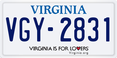 VA license plate VGY2831