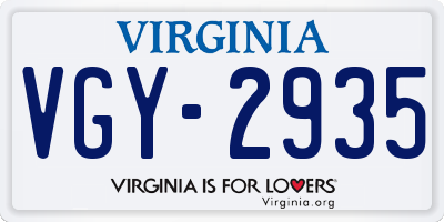 VA license plate VGY2935
