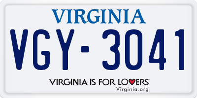 VA license plate VGY3041