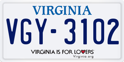 VA license plate VGY3102