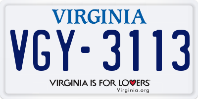 VA license plate VGY3113