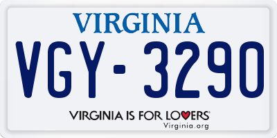 VA license plate VGY3290