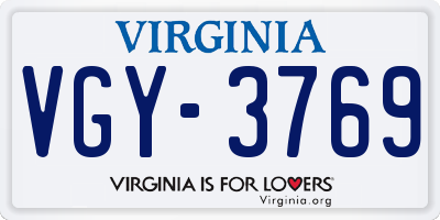 VA license plate VGY3769