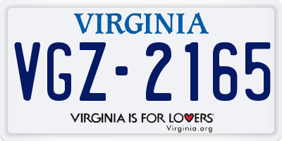 VA license plate VGZ2165