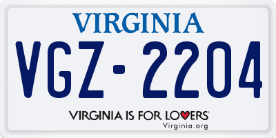 VA license plate VGZ2204