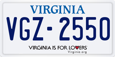 VA license plate VGZ2550