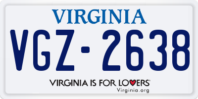 VA license plate VGZ2638