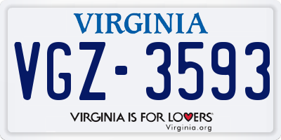 VA license plate VGZ3593