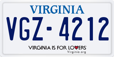 VA license plate VGZ4212