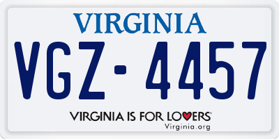 VA license plate VGZ4457