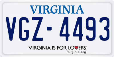 VA license plate VGZ4493