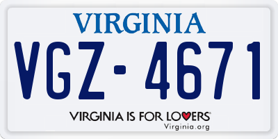 VA license plate VGZ4671