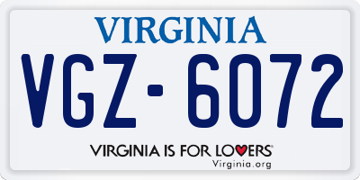 VA license plate VGZ6072