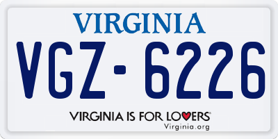 VA license plate VGZ6226