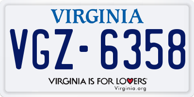 VA license plate VGZ6358