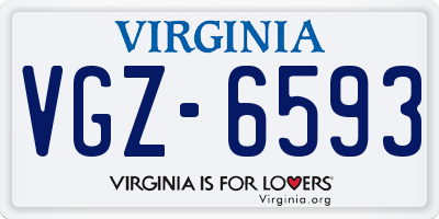 VA license plate VGZ6593