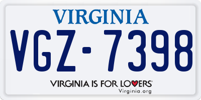 VA license plate VGZ7398