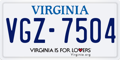 VA license plate VGZ7504
