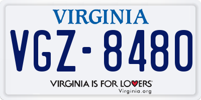VA license plate VGZ8480