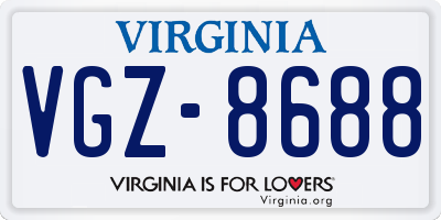 VA license plate VGZ8688